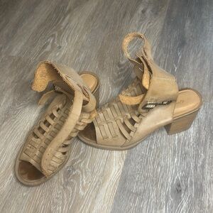 Qupid Tan Woven Heeled Sandals